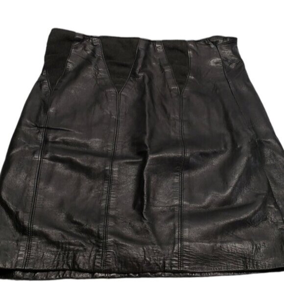 Jean-Claude Poitras Dresses & Skirts - Vintage Jean-Claude Poitras Real Lamb Skin Leather Skirt Black Mini Bac…